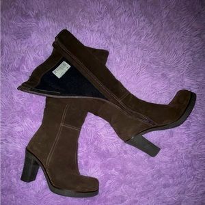 La Canadienne Suede Brown Boots High Heel